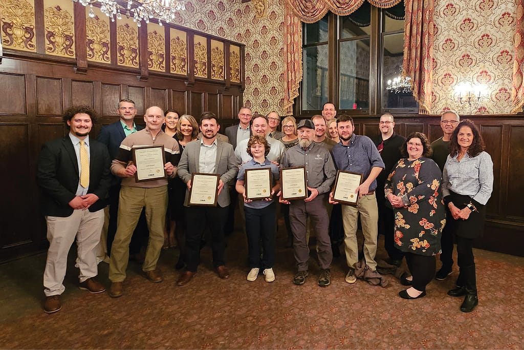 David J. Frank team celebrating five Gold Awards at the Wisconsin Landscape Contractors Association awards banquet