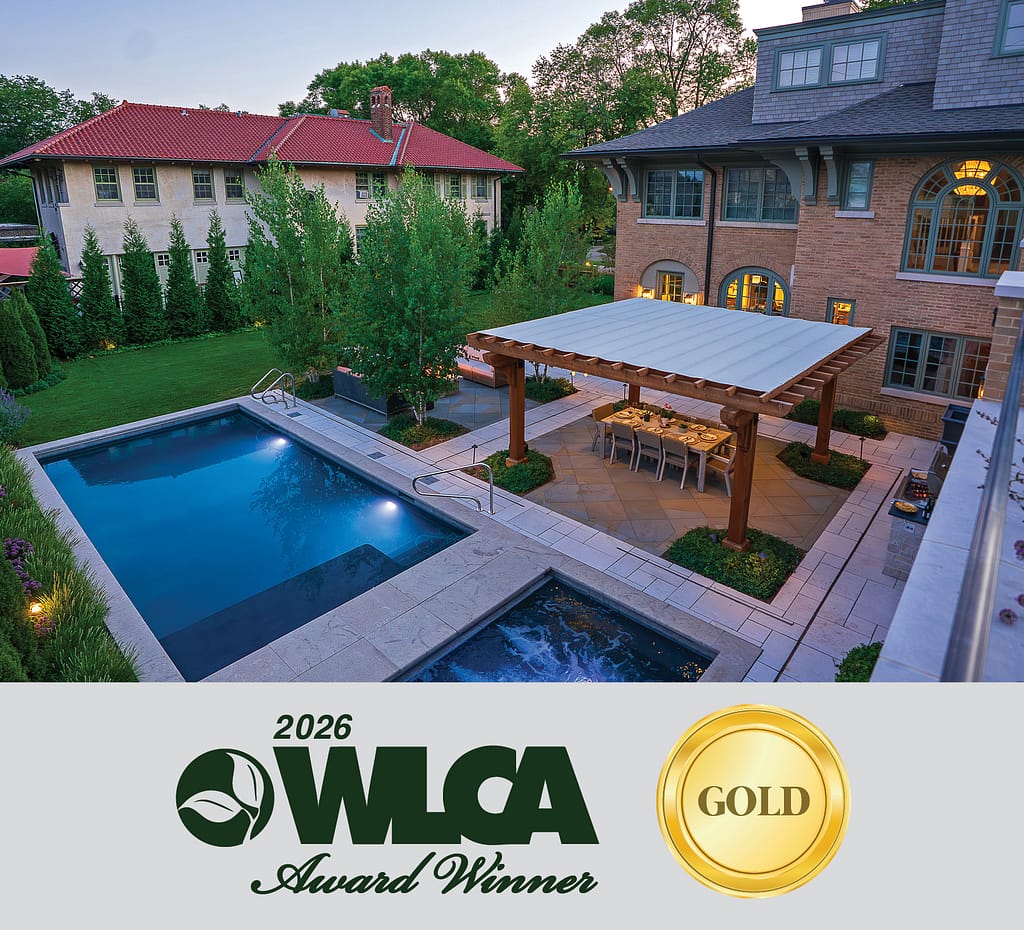 Milwaukee landscape design-build project with pool and pergola earning 2026 WLCA Gold Award